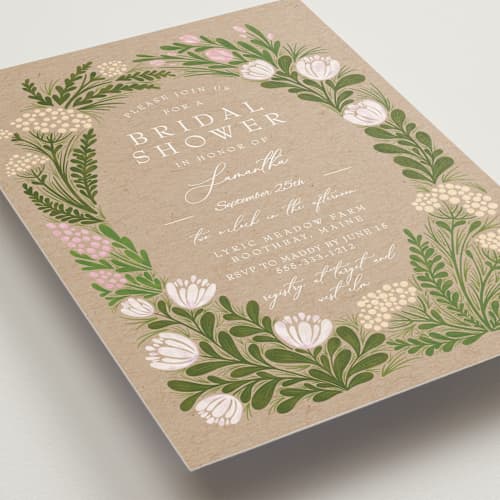 This is a kraft bridal shower invitations with standard by Paper Sun Studio called floral harvest printing on signature in standard
