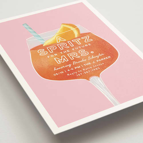 This is a grapefruit bridal shower invitations with standard by Olivia Raufman called the spritz printing on signature in standard
