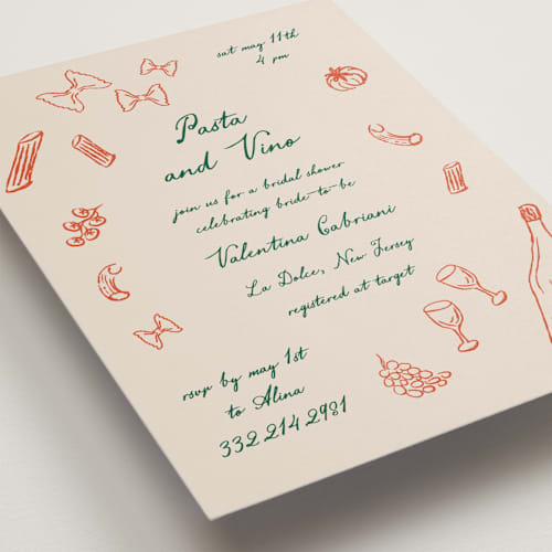 This is a tangerine bridal shower invitations with standard by Jelena Vuletic called sapori printing on signature in standard