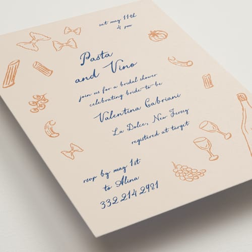 This is a carrot bridal shower invitations with standard by Jelena Vuletic called sapori printing on signature in standard