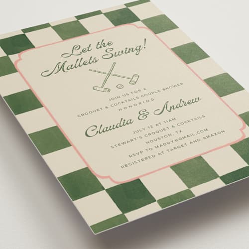 This is a verdant bridal shower invitations with standard by Vera Lim called lets croquet printing on signature in standard