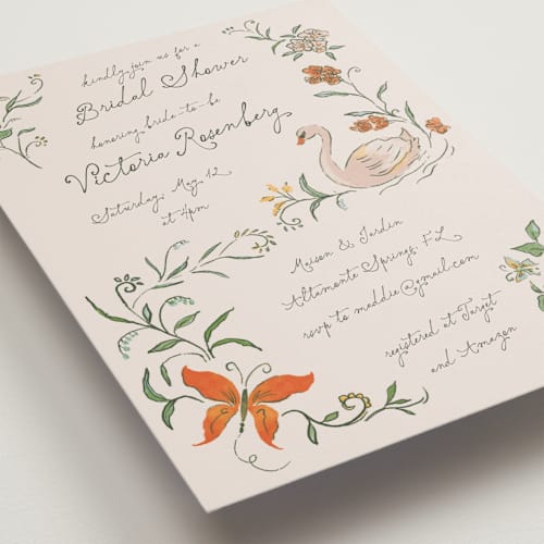 This is a roselle bridal shower invitations with standard by Vera Lim called garden frolic printing on signature in standard