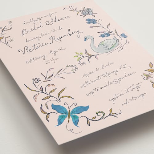 This is a flutter bridal shower invitations with standard by Vera Lim called garden frolic printing on signature in standard