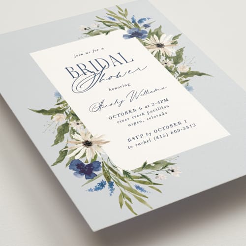 This is a bluebell bridal shower invitations with standard by Kate Ahn called susie printing on signature in standard
