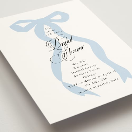 This is a blush bridal shower invitations with standard by Baumbirdy called big bow printing on signature in standard