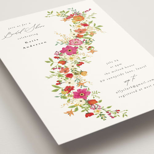 This is a tropical bridal shower invitations with standard by Susan Moyal called pretty vine printing on signature in standard