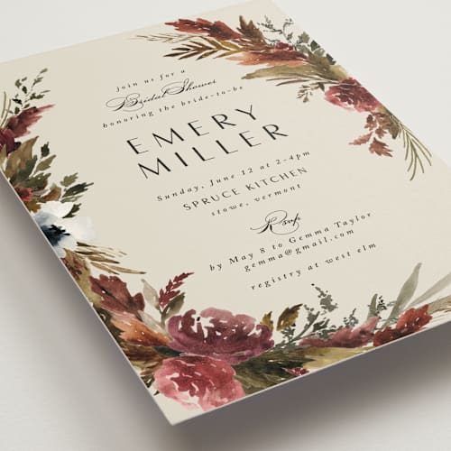 This is a autumn bridal shower invitations with standard by Kate Ahn called poetique printing on signature in standard