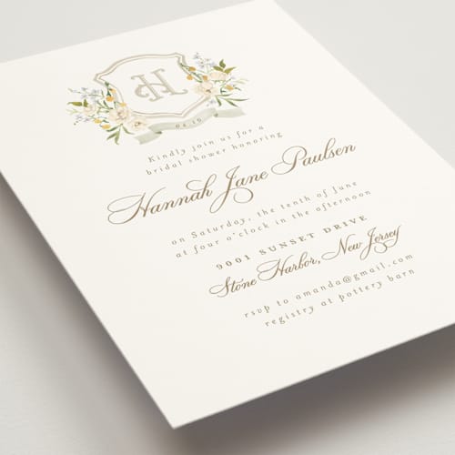 This is a chiffon bridal shower invitations with standard by Everett Paper Goods called avalon printing on signature in standard