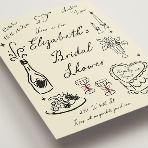 This is a champagne bridal shower invitations with standard by Helena Vitto called vintage lovers printing on signature in standard
