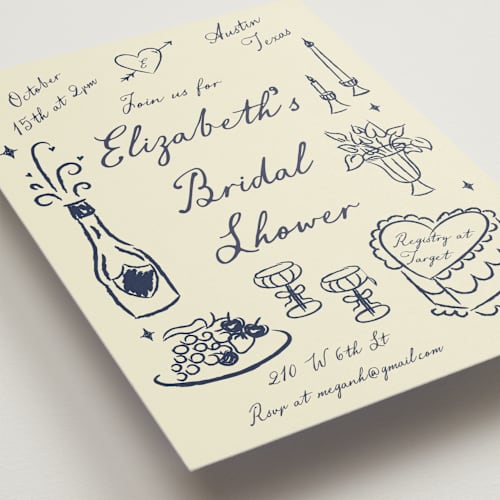This is a midnight bridal shower invitations with standard by Helena Vitto called vintage lovers printing on signature in standard