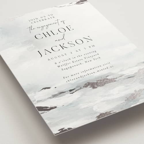 This is a fog engagement party invitations with foil pressed by Nicoletta Savod called perspective printing on signature in standard