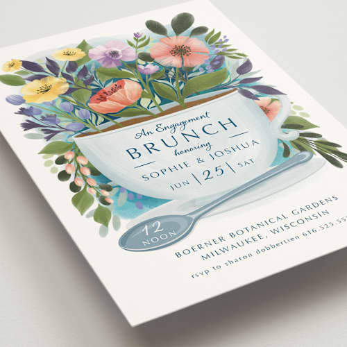 This is a bouquet engagement party invitations with standard by Paper Sun Studio called fresh floral brunch printing on signature in standard