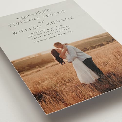 This is a ink engagement party invitations with standard by Nicoletta Savod called beloved printing on signature in standard