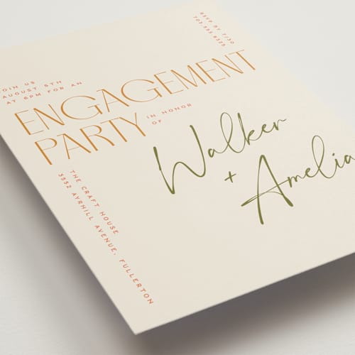 This is a desert engagement party invitations with standard by Owl and Toad called north printing on signature in standard