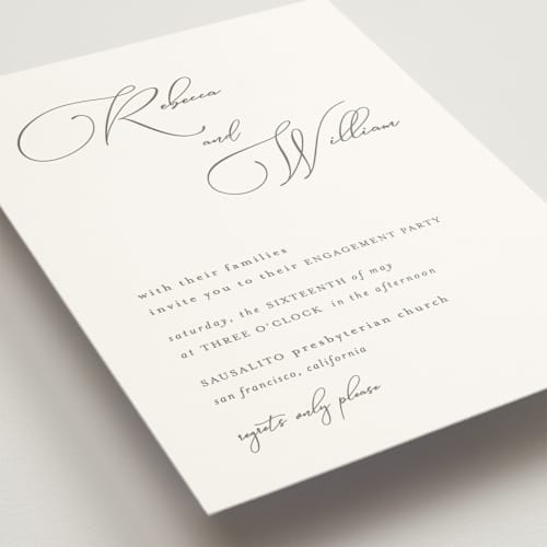 This is a cloud engagement party invitations with standard by Mansi Verma called sausalito printing on signature in standard