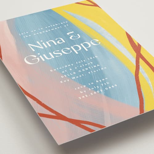 This is a fiesta engagement party invitations with standard by Corinne Malesic called cantina printing on signature in standard