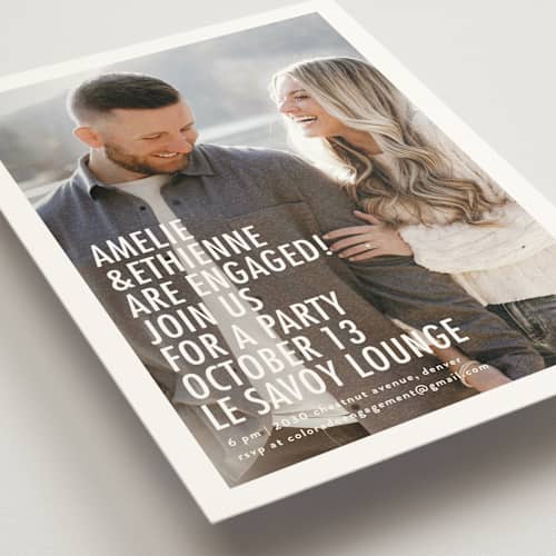 This is a opal engagement party invitations with standard by chocomocacino called vasilopita printing on signature in standard