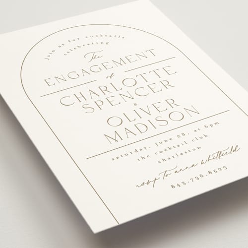 This is a cognac engagement party invitations with standard by Kristie Kern called poet printing on signature in standard