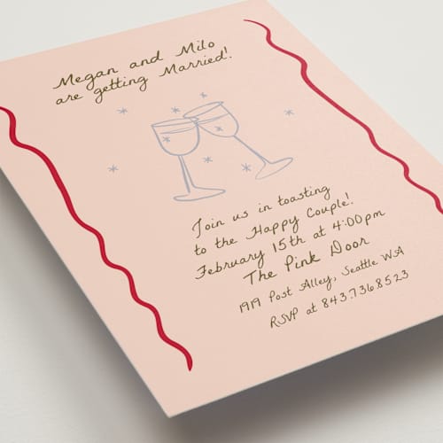 This is a petal engagement party invitations with standard by Ani Somi called cup of love printing on signature in standard