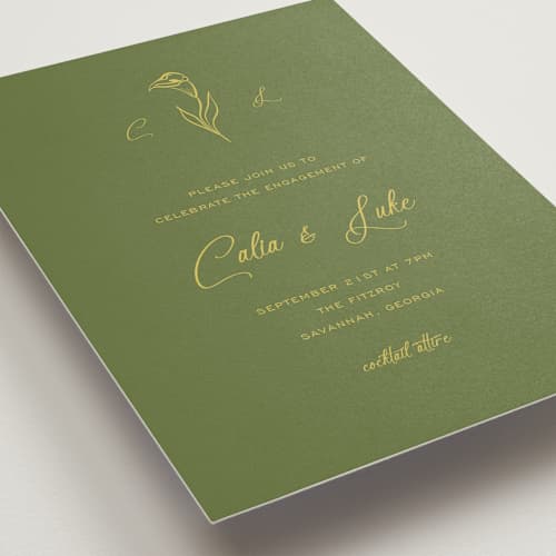 This is a island citrus engagement party invitations with standard by Ani Somi called calia printing on signature in standard