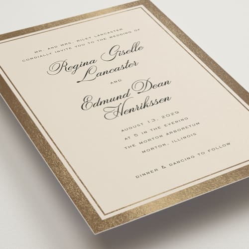 This is a raven foil stamped wedding invitations with foil pressed by chocomocacino called krytharaki printing on signature in standard