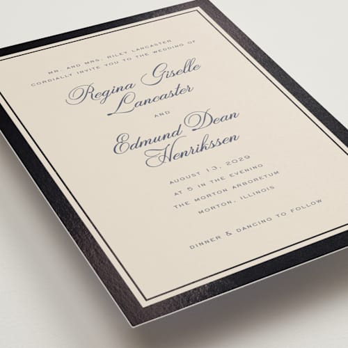 This is a oxford foil stamped wedding invitations with foil pressed by chocomocacino called krytharaki printing on signature in standard