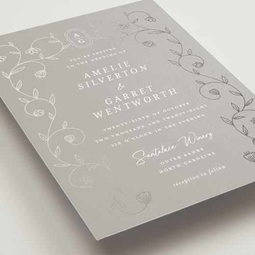 This is a moon foil stamped wedding invitations with foil pressed by chocomocacino called cantuccini printing on signature in standard