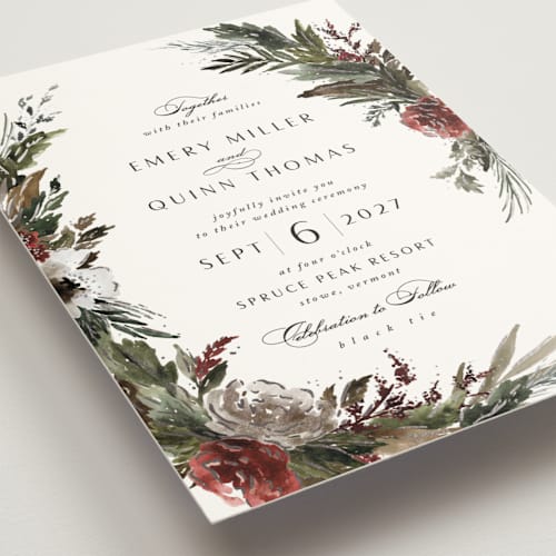 This is a garnet foil stamped wedding invitations with foil pressed by Kate Ahn called poetique printing on signature in standard