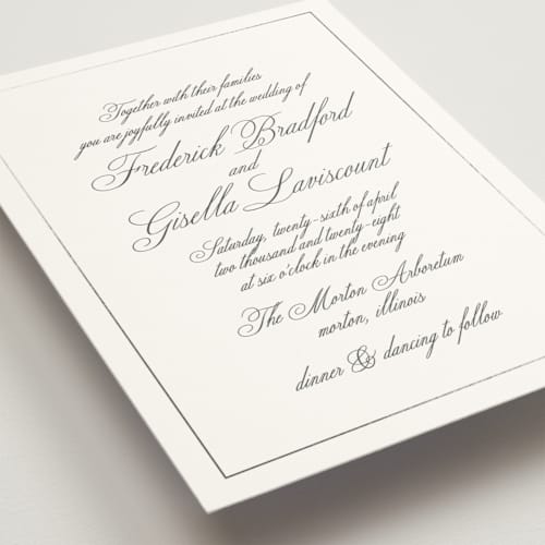 This is a sugar foil stamped wedding invitations with foil pressed by chocomocacino called toulomotiri printing on signature in standard