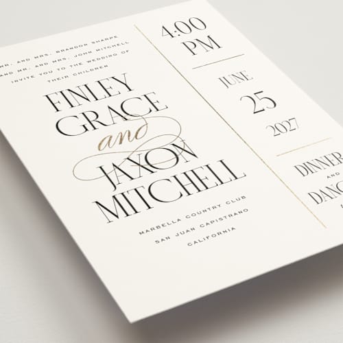 This is a opal foil stamped wedding invitations with foil pressed by Leah Bisch called unite printing on signature in standard