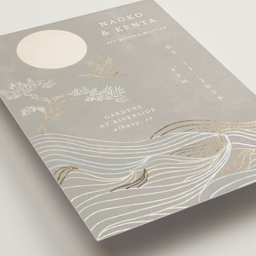This is a ash foil stamped wedding invitations with foil pressed by Jelena Vuletic called asahi printing on signature in standard