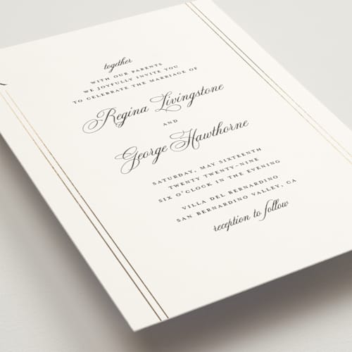 This is a quartz foil stamped wedding invitations with foil pressed by Jelena Vuletic called elencourt printing on signature in standard