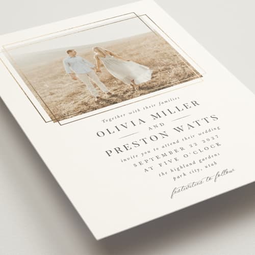 This is a opal foil stamped wedding invitations with foil pressed by Robert and Stella called regent printing on signature in standard
