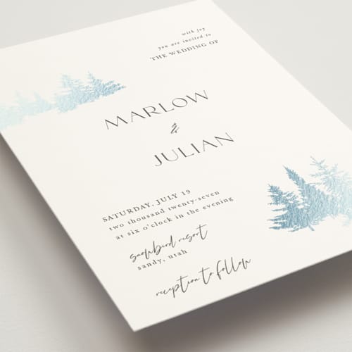 This is a dew foil stamped wedding invitations with foil pressed by Robin Ott called vista printing on signature in standard