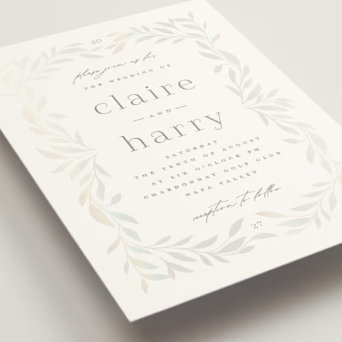 This is a cloud gloss press wedding invitations with gloss press by Ana Sharpe called clarity printing on signature in standard