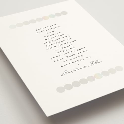 This is a silk gloss press wedding invitations with gloss press by mo kelley called pearls printing on signature in standard