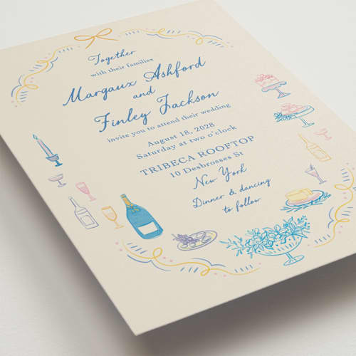 This is a sunrise wedding invitations with standard by Elly called dining printing on signature in standard