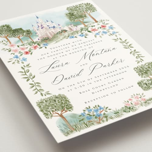 This is a spring wedding invitations with standard by Petra Kern called disney's once upon in a dream printing on signature in standard