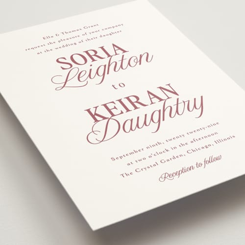 This is a rose wedding invitations with standard by Melanie Kosuge called soria printing on signature in standard