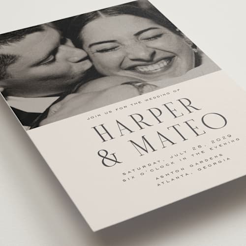 This is a sandstone wedding invitations with standard by Nicole Walsh called close-up printing on signature in standard