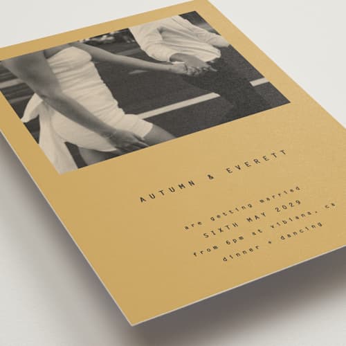 This is a butter wedding invitations with standard by Blustery August called nonnette printing on signature in standard