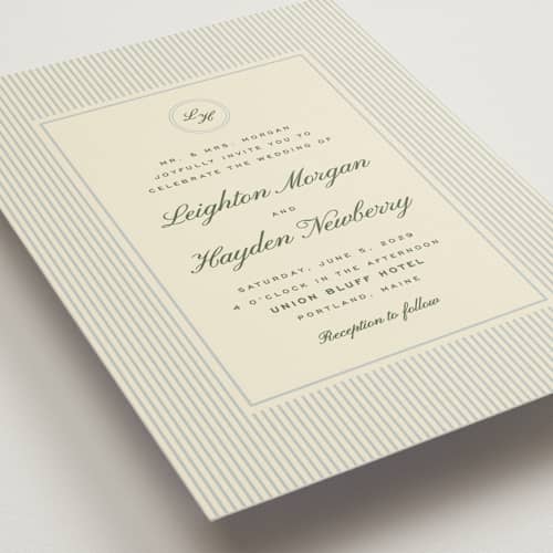 This is a pale blue wedding invitations with standard by Ellen Schlegelmilch called hayden printing on signature in standard