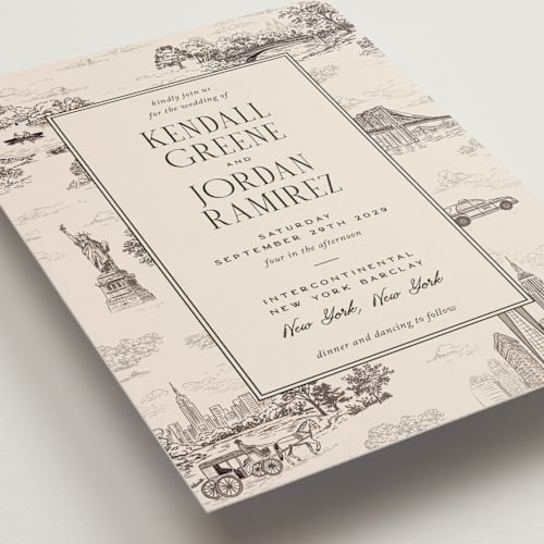 This is a antique wedding invitations with standard by Jenna Holcomb called new york toile printing on signature in standard