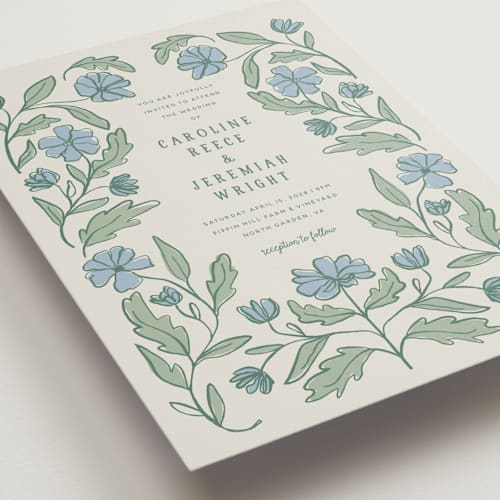 This is a garden wedding invitations with standard by Kelly Watkins called botanical printing on signature in standard