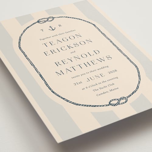 This is a sea breeze wedding invitations with standard by Rebecca Durflinger called nautical nuptials printing on signature in standard