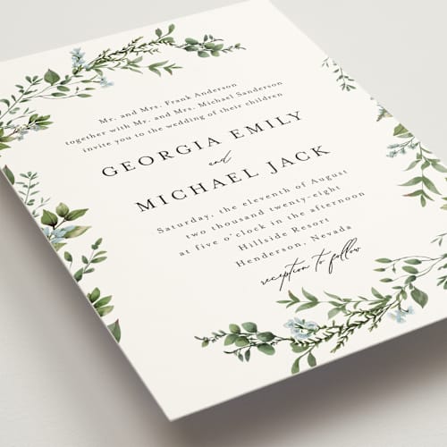 This is a coast wedding invitations with standard by Susan Moyal called romantic florals printing on signature in standard