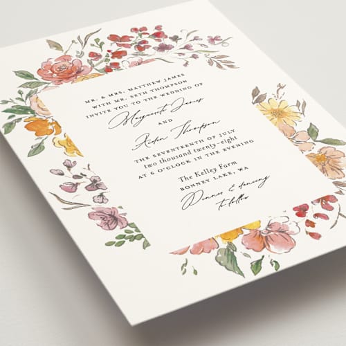 This is a autumn wedding invitations with standard by Itsy Belle Studio called floral pop printing on signature in standard
