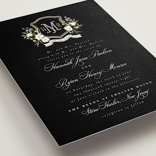 This is a tuxedo wedding invitations with standard by Everett Paper Goods called avalon printing on signature in standard