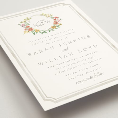 This is a hibiscus wedding invitations with standard by Everett Paper Goods called chelsea printing on signature in standard