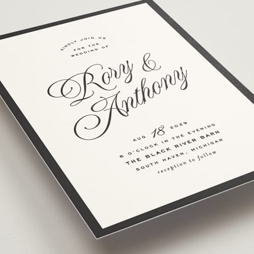 This is a onyx wedding invitations with standard by Ellen Schlegelmilch called rory printing on signature in standard